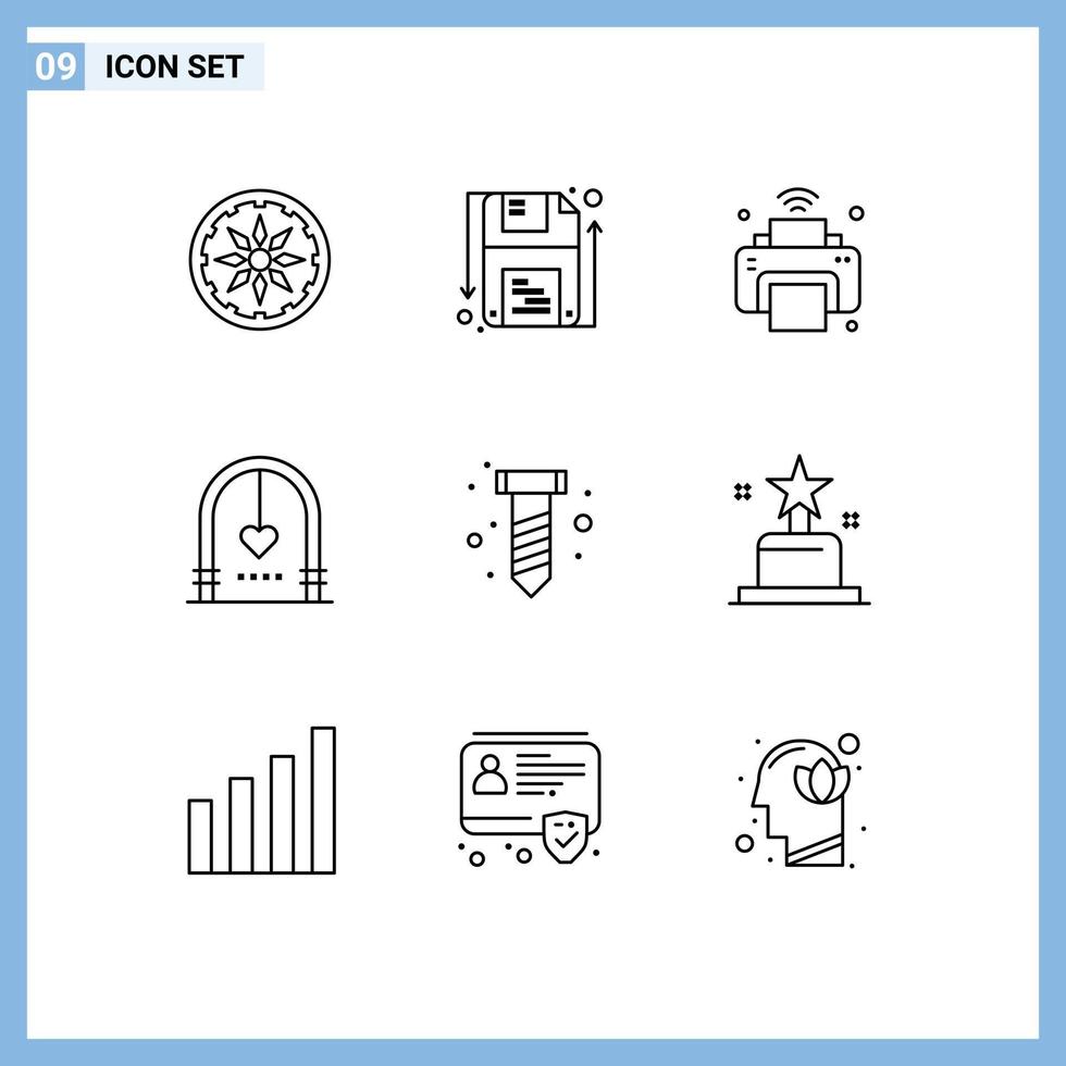 9 tematiska vektor konturer och redigerbar symboler av diy äktenskap internet kärlek båge redigerbar vektor design element