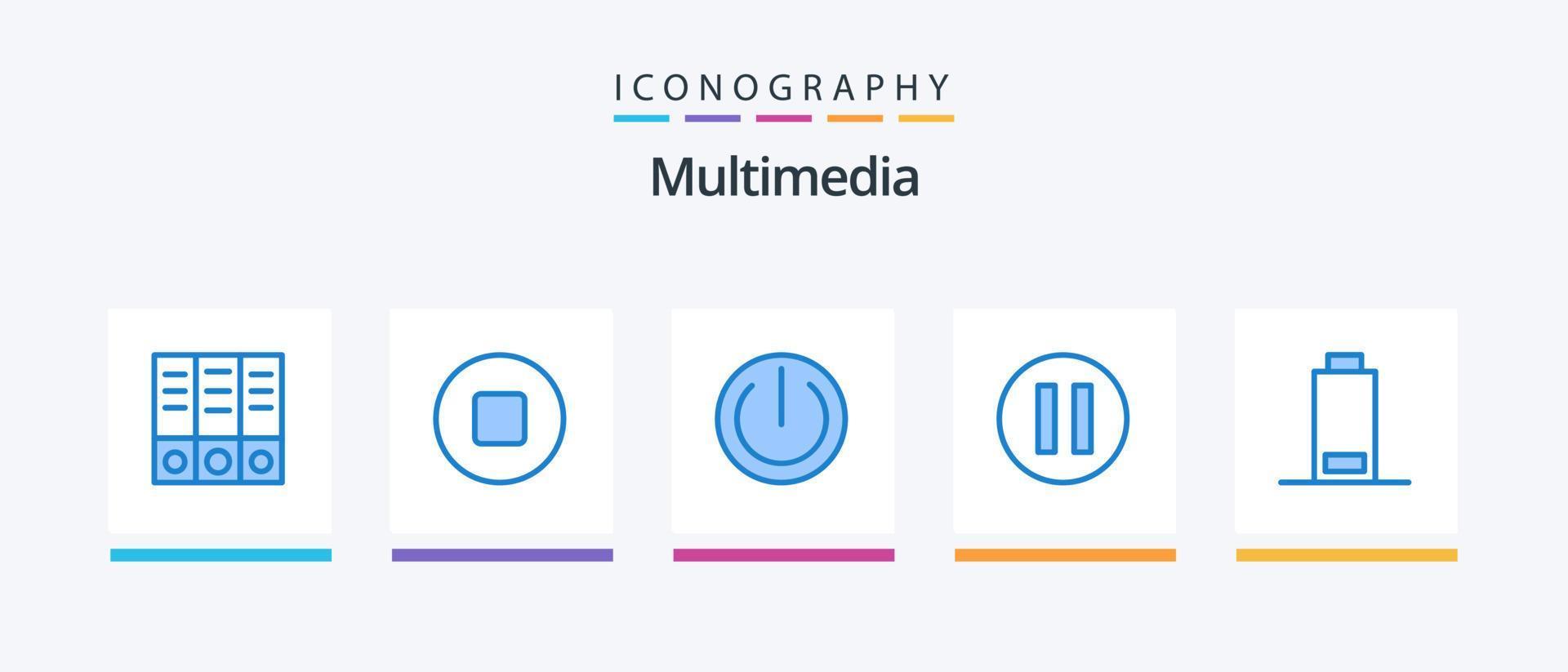 multimedia blå 5 ikon packa Inklusive . paus. . kreativ ikoner design vektor