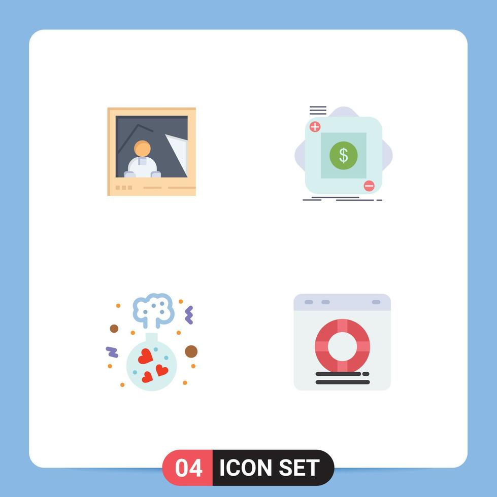 4 användare gränssnitt platt ikon packa av modern tecken och symboler av bild flaska Foto app kärlek redigerbar vektor design element