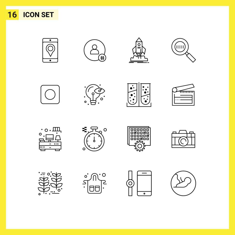einstellen von 16 modern ui Symbole Symbole Zeichen zum Vergrößerung Code Suche Kontakt Code Shuttle editierbar Vektor Design Elemente