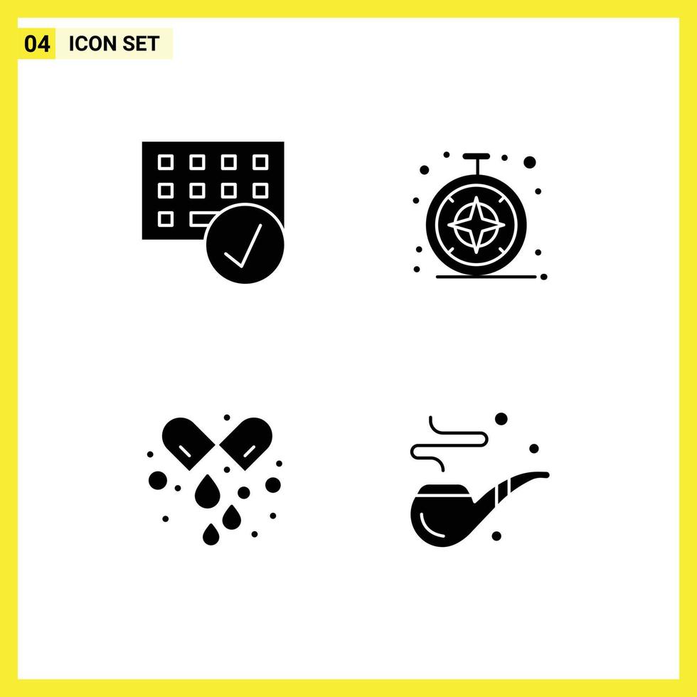 4 kreativ ikoner modern tecken och symboler av datorer piller grej kompass medicin redigerbar vektor design element