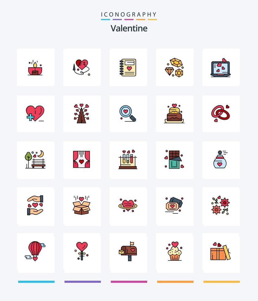 kreativ Valentinstag 25 Linie gefüllt Symbol Pack eine solche wie Laptop. Herz. . Liebe. Hochzeit vektor