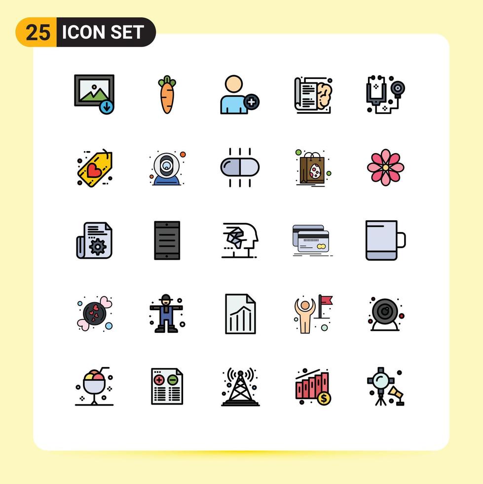 uppsättning av 25 modern ui ikoner symboler tecken för verktyg sjukvård multimedia läkare kunskap redigerbar vektor design element