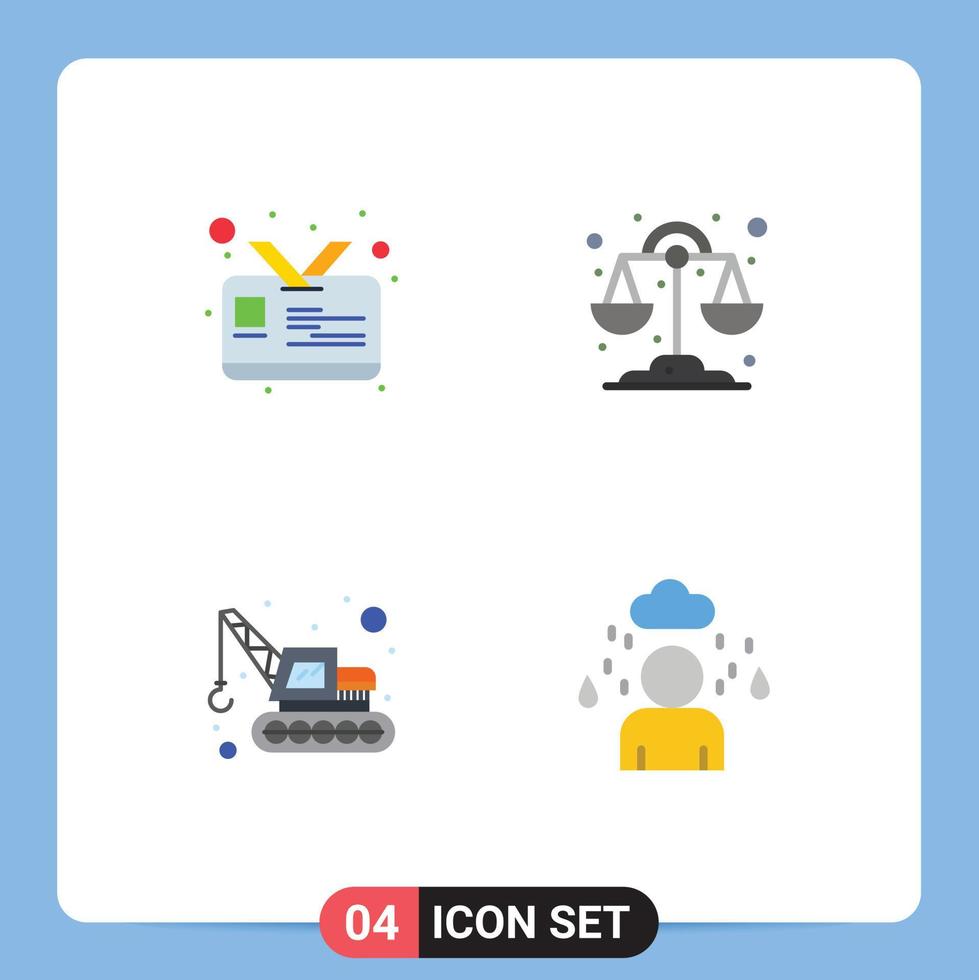 grupp av 4 platt ikoner tecken och symboler för kort man kemi grävmaskin regnig redigerbar vektor design element