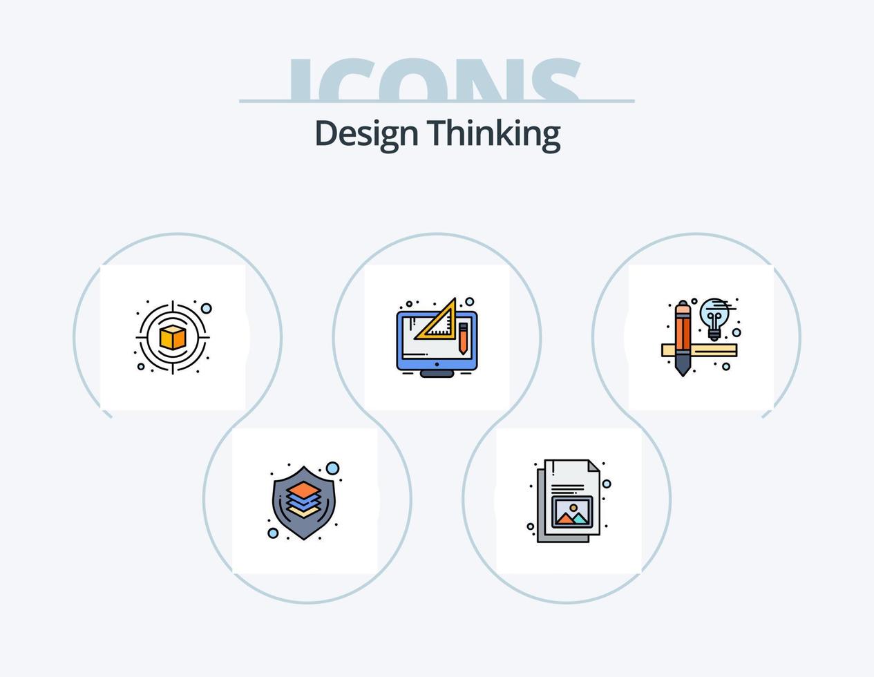 Design Denken Linie gefüllt Symbol Pack 5 Symbol Design. Kaffee Tasse. Maus. kreativ. Hardware. Denken vektor