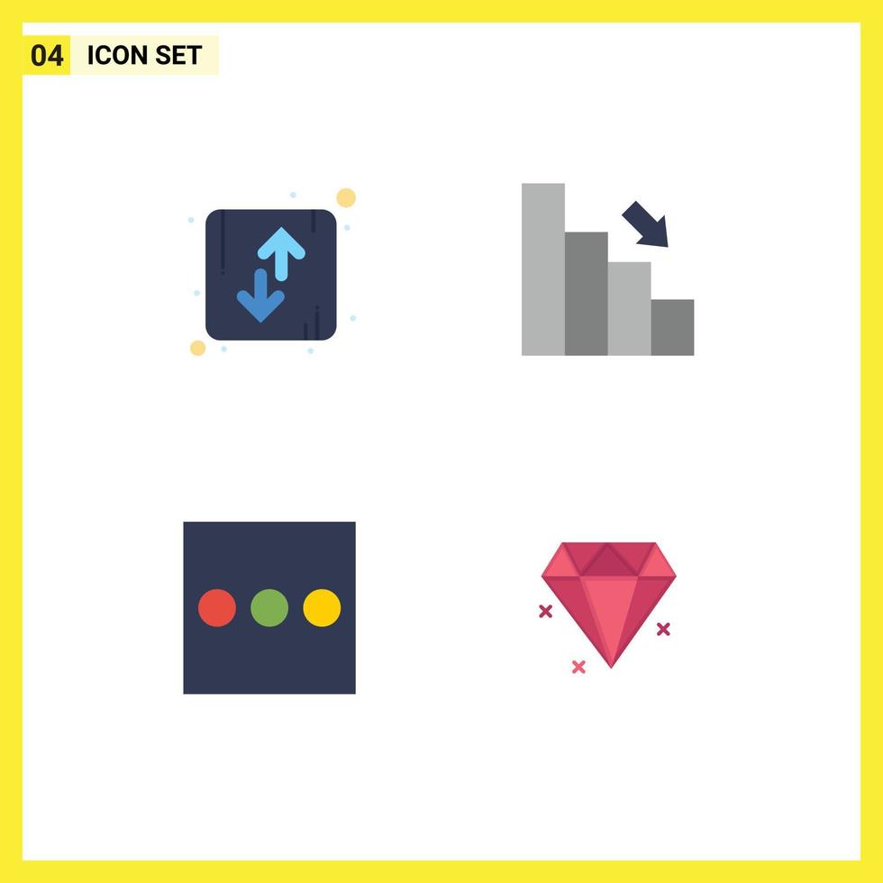 packa av 4 kreativ platt ikoner av pil finansiera orientering företag meny redigerbar vektor design element