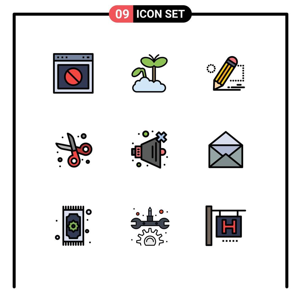 uppsättning av 9 modern ui ikoner symboler tecken för scissor skära växt tillbaka till skola läsplatta redigerbar vektor design element