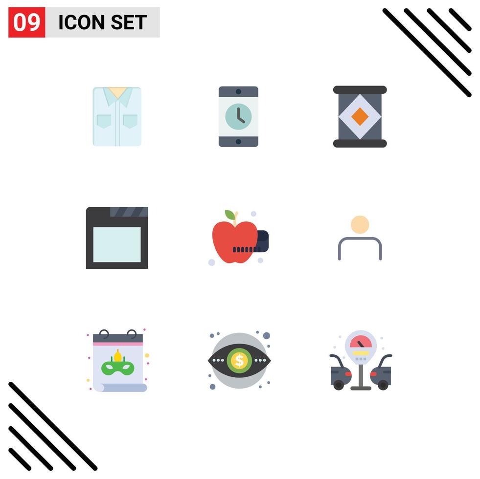 9 universell platt Färg tecken symboler av Instagram medicinsk äpple smartphone flikar app redigerbar vektor design element