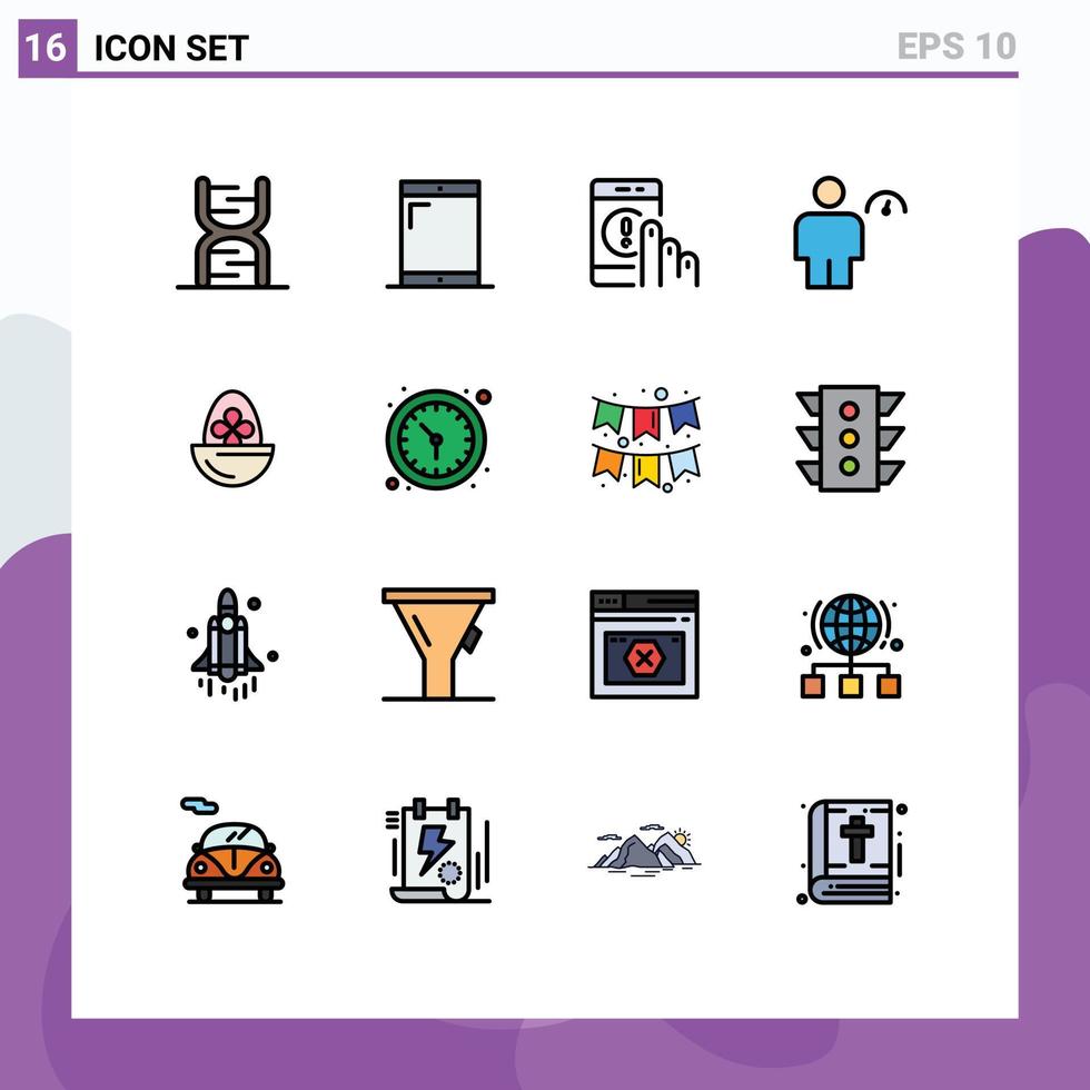 uppsättning av 16 modern ui ikoner symboler tecken för prestanda mänsklig klick kropp telefon redigerbar kreativ vektor design element