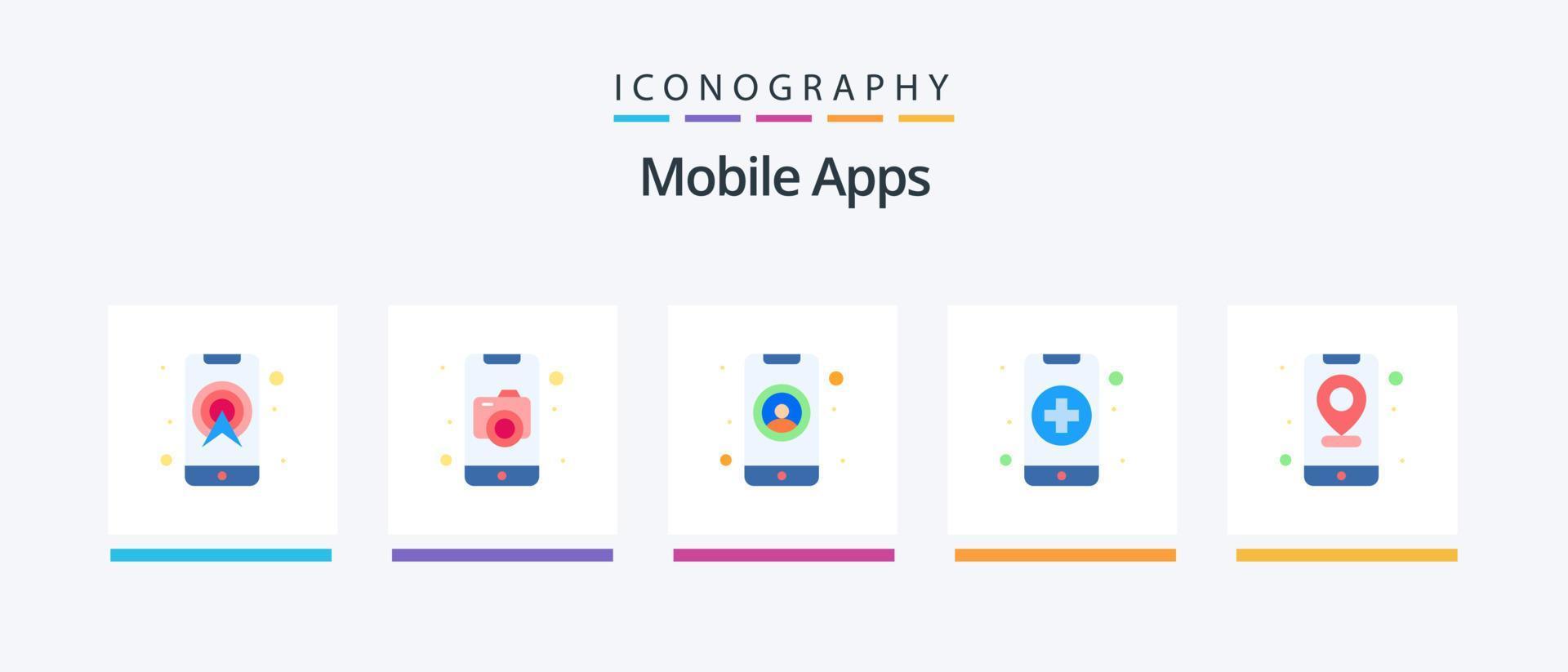 mobil appar platt 5 ikon packa Inklusive medicinsk. app. app. profil. användare. kreativ ikoner design vektor