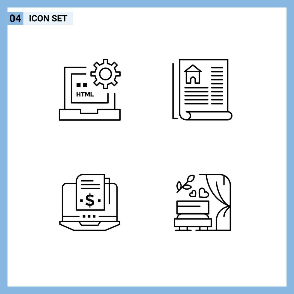 Gruppe von 4 gefüllte Linie eben Farben Zeichen und Symbole zum Code Modell- Entwicklung Nachlass Digital editierbar Vektor Design Elemente