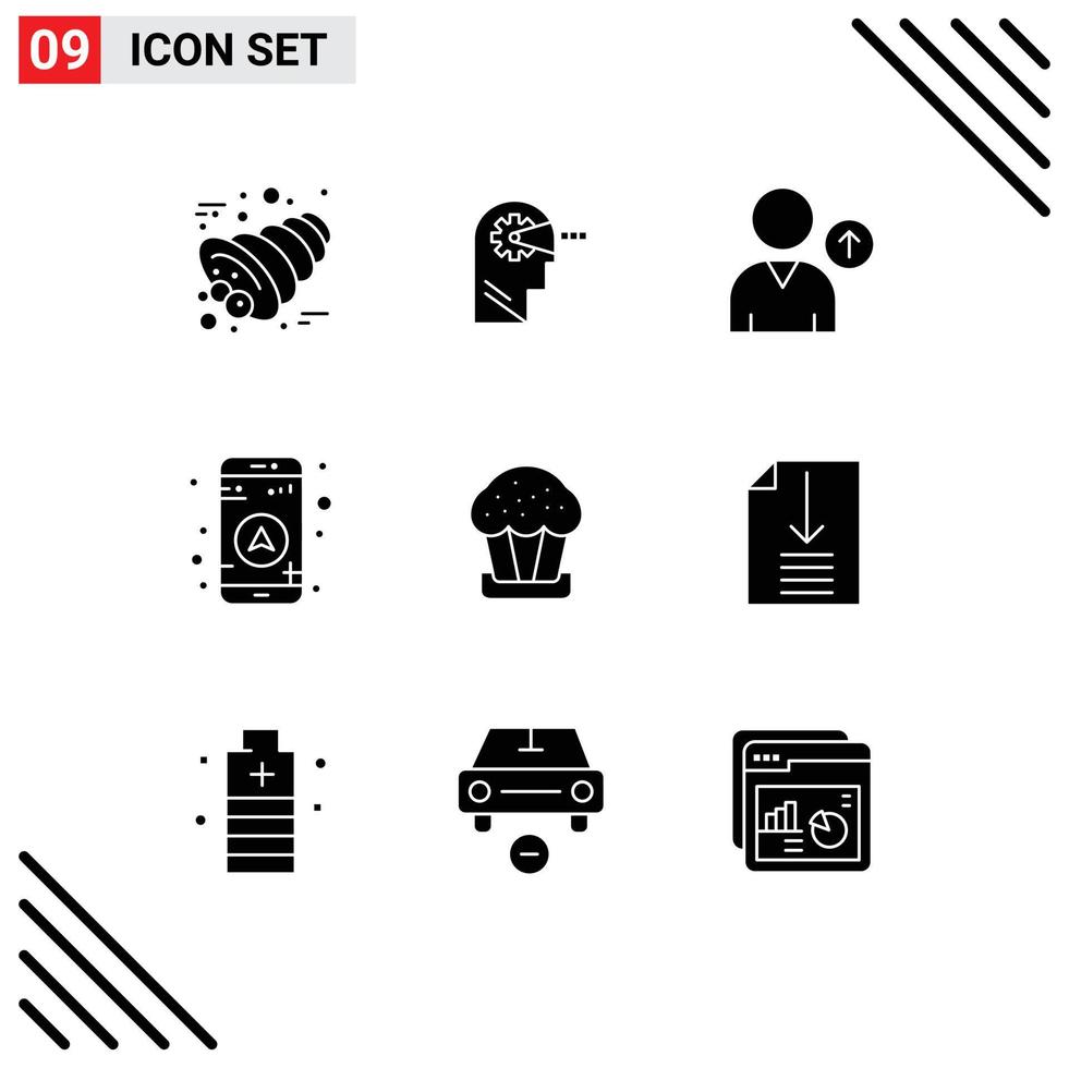 einstellen von 9 modern ui Symbole Symbole Zeichen zum Ostern Tasse Benutzerbild Kuchen Karte editierbar Vektor Design Elemente