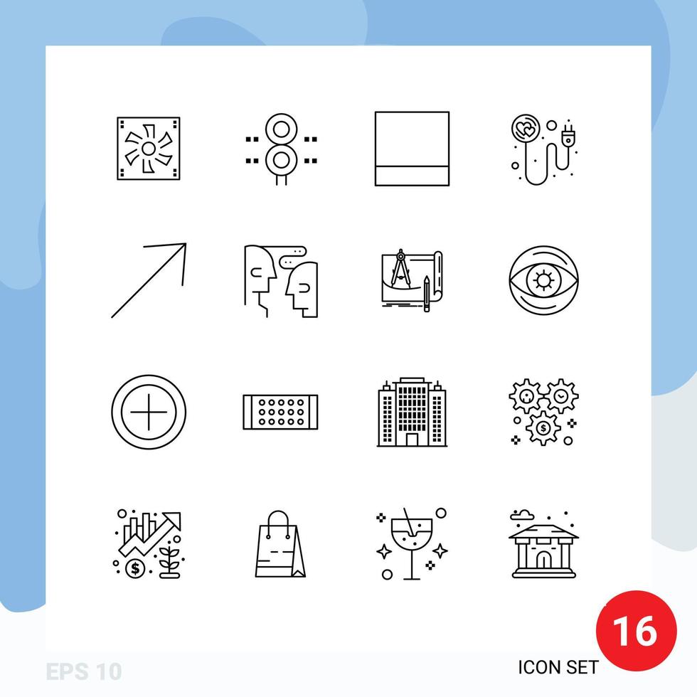uppsättning av 16 modern ui ikoner symboler tecken för rätt roman tåg ladda om hjärta redigerbar vektor design element