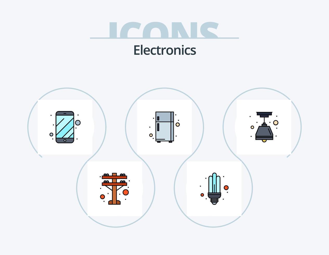 elektronik linje fylld ikon packa 5 ikon design. . lins. systemet. fotografi. musik vektor