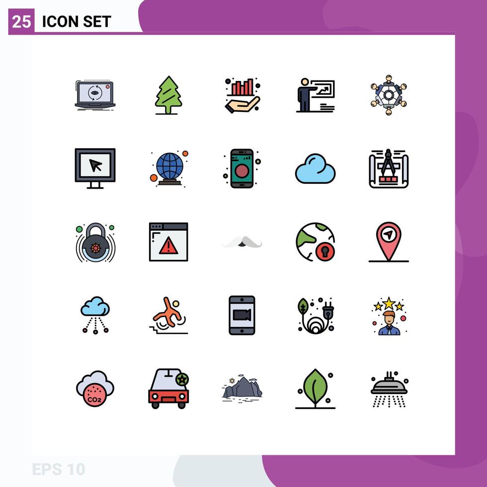 piktogram uppsättning av 25 enkel fylld linje platt färger av man strategi träd lösning hand redigerbar vektor design element
