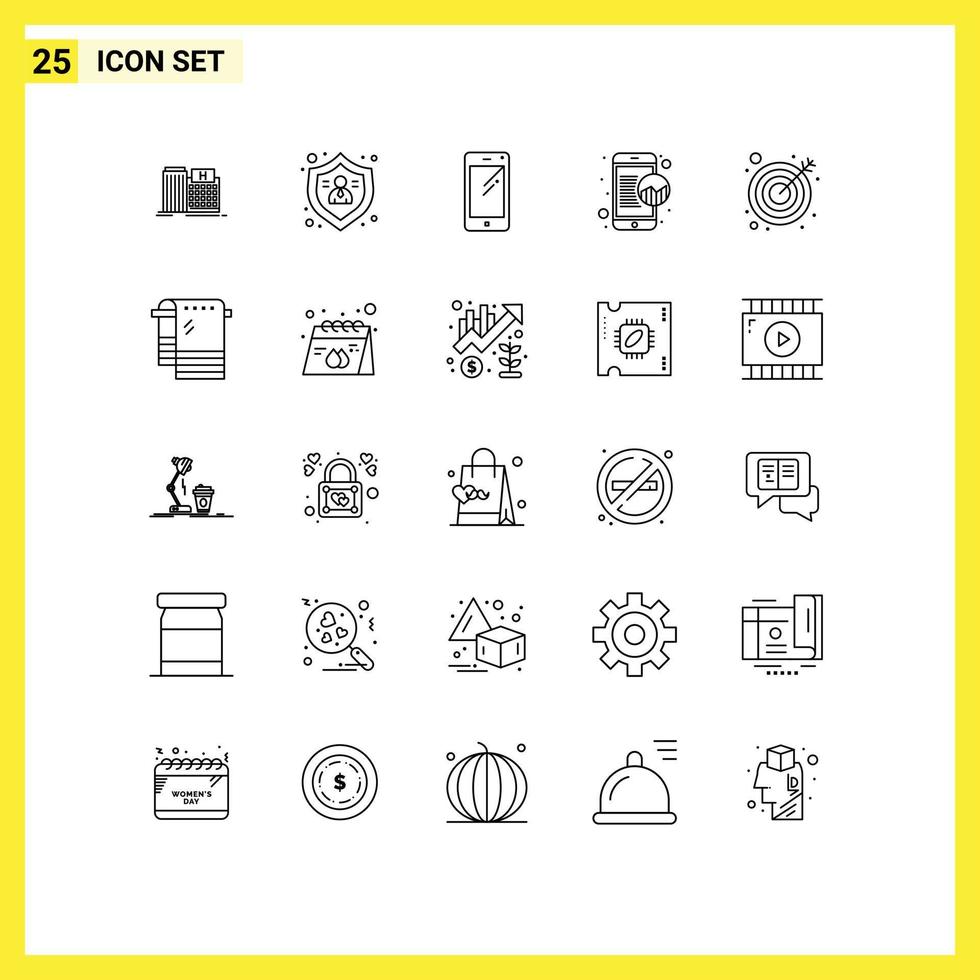 piktogram uppsättning av 25 enkel rader av uppkopplad data mobil användare marknadsföring huawei redigerbar vektor design element