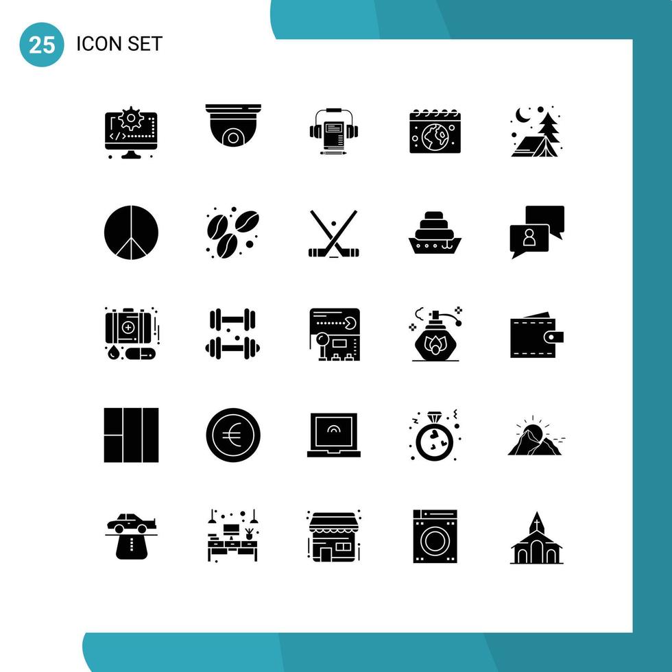uppsättning av 25 modern ui ikoner symboler tecken för äventyr kalander övervakning klot bok redigerbar vektor design element
