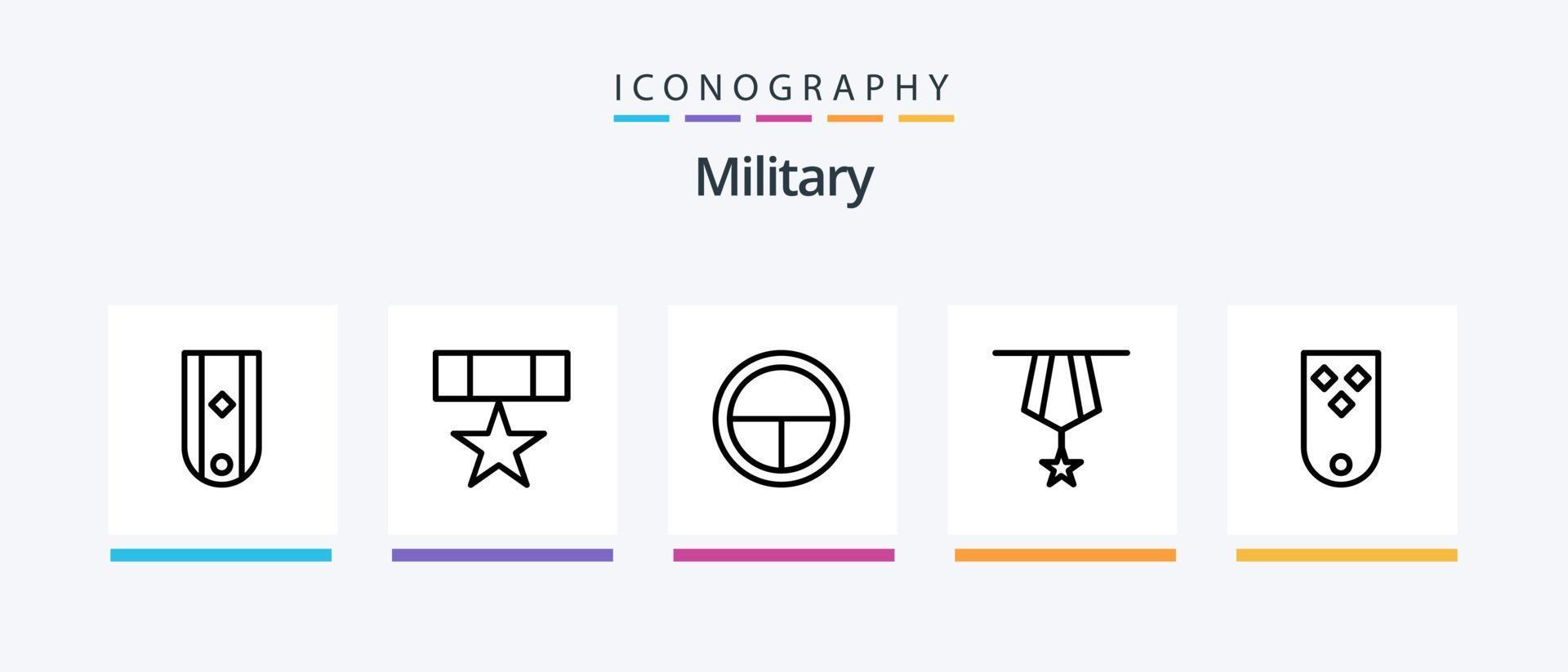 Militär- Linie 5 Symbol Pack einschließlich Stern. Militär. Leistung. Insignien. Militär. kreativ Symbole Design vektor