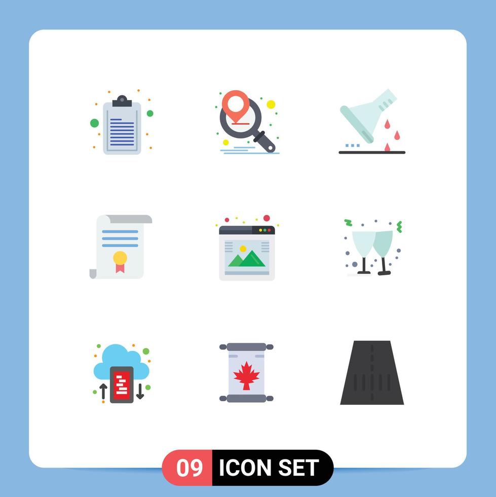 uppsättning av 9 modern ui ikoner symboler tecken för Foto utbildning labb glas dokumentera grad redigerbar vektor design element