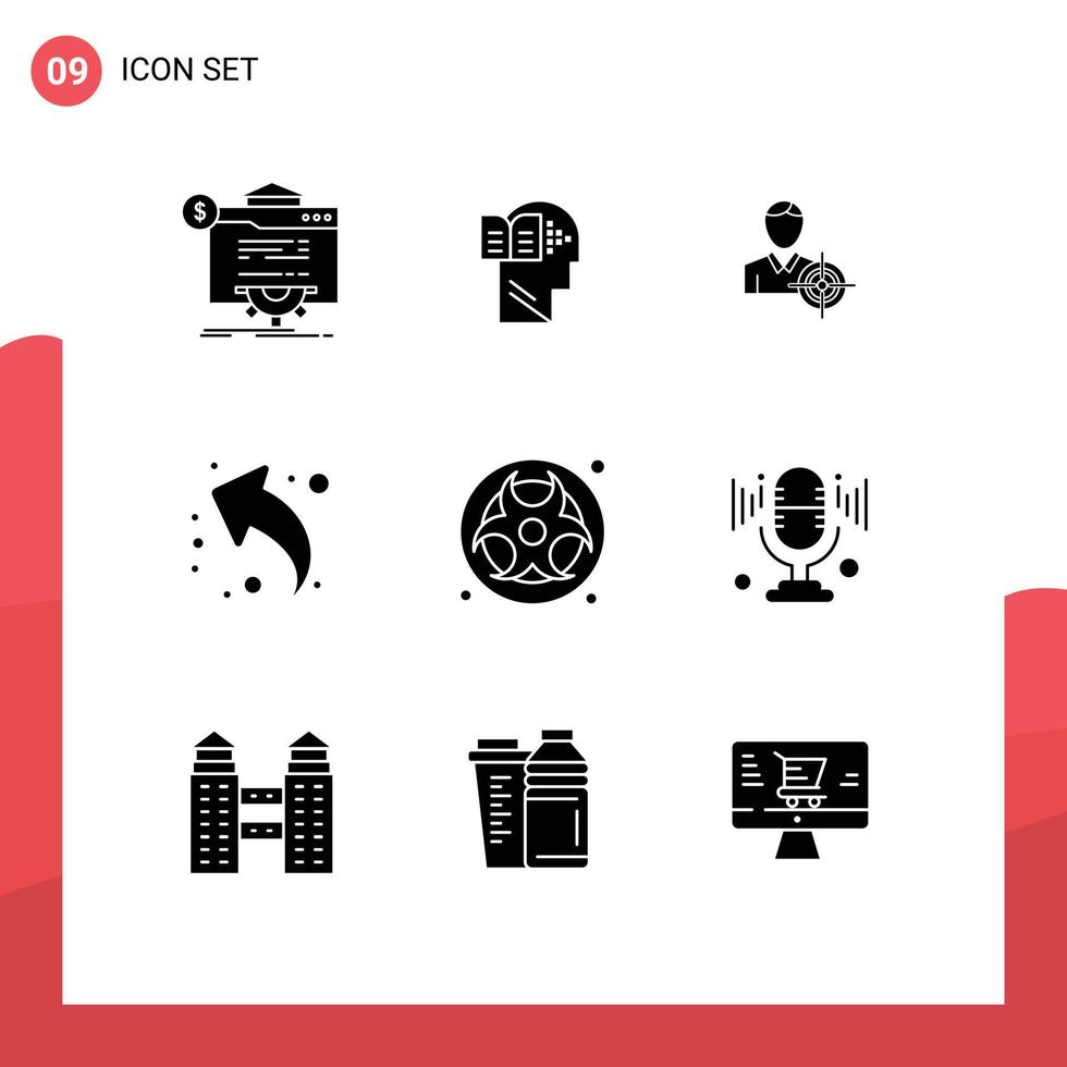 uppsättning av 9 modern ui ikoner symboler tecken för gas upp sinne dela med sig mål redigerbar vektor design element