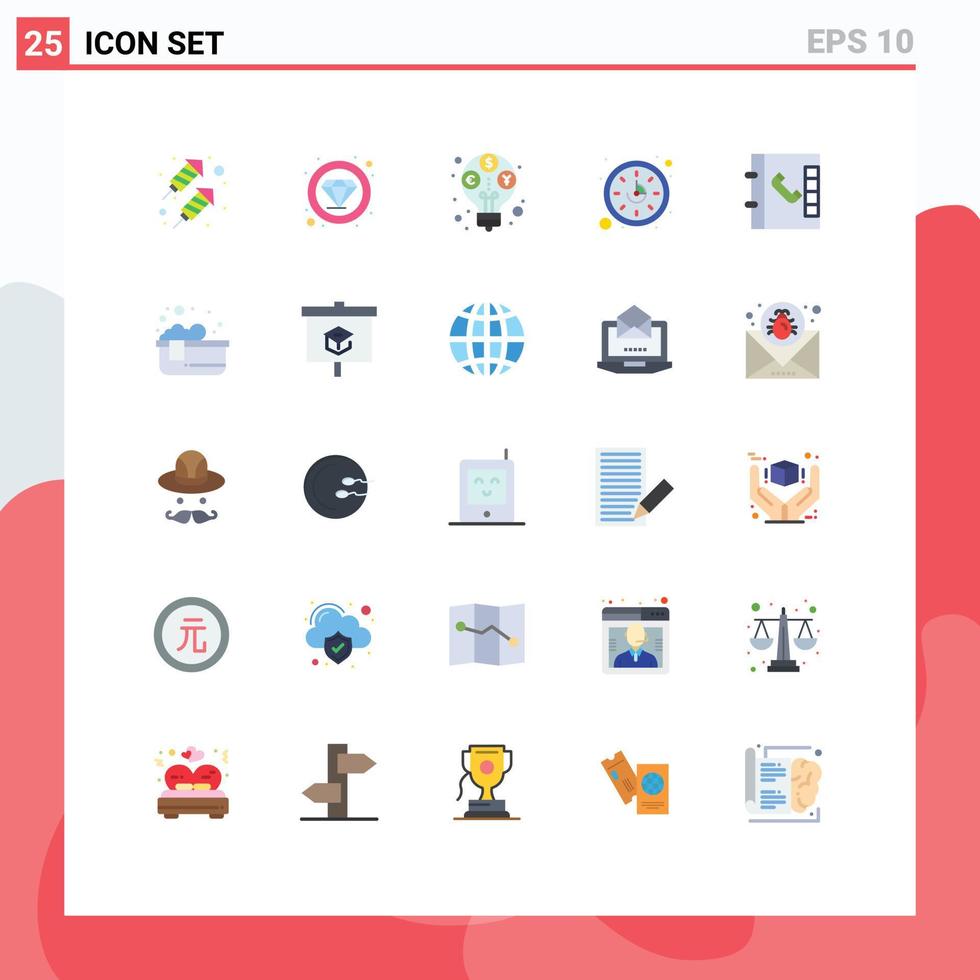 användare gränssnitt packa av 25 grundläggande platt färger av varm bad telefon vinst kontakter tid redigerbar vektor design element