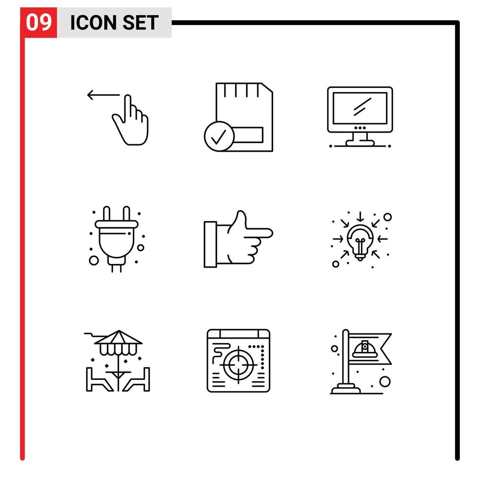 9 kreativ Symbole modern Zeichen und Symbole von Hardware- Stecker Hardware- elektrisch imac editierbar Vektor Design Elemente