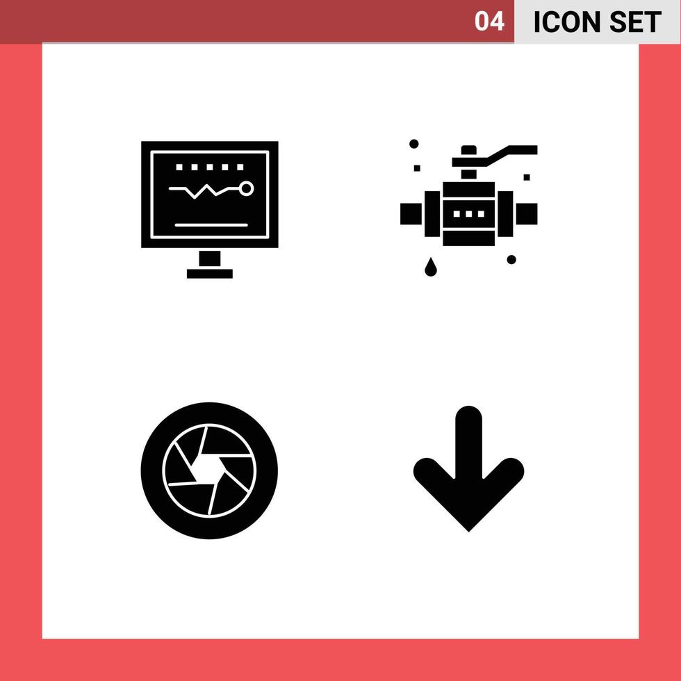 redigerbar vektor linje packa av 4 enkel fast glyfer av kardiogram öppning hjärtslag konstruktion logotyp redigerbar vektor design element