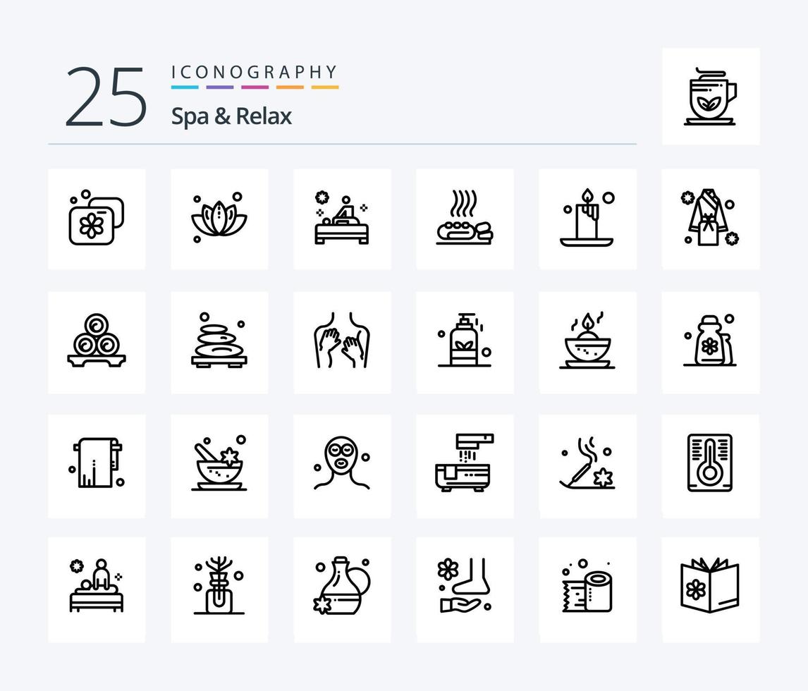 Spa und entspannen 25 Linie Symbol Pack einschließlich Gesundheit . Pflanze . Therapie. Spa vektor