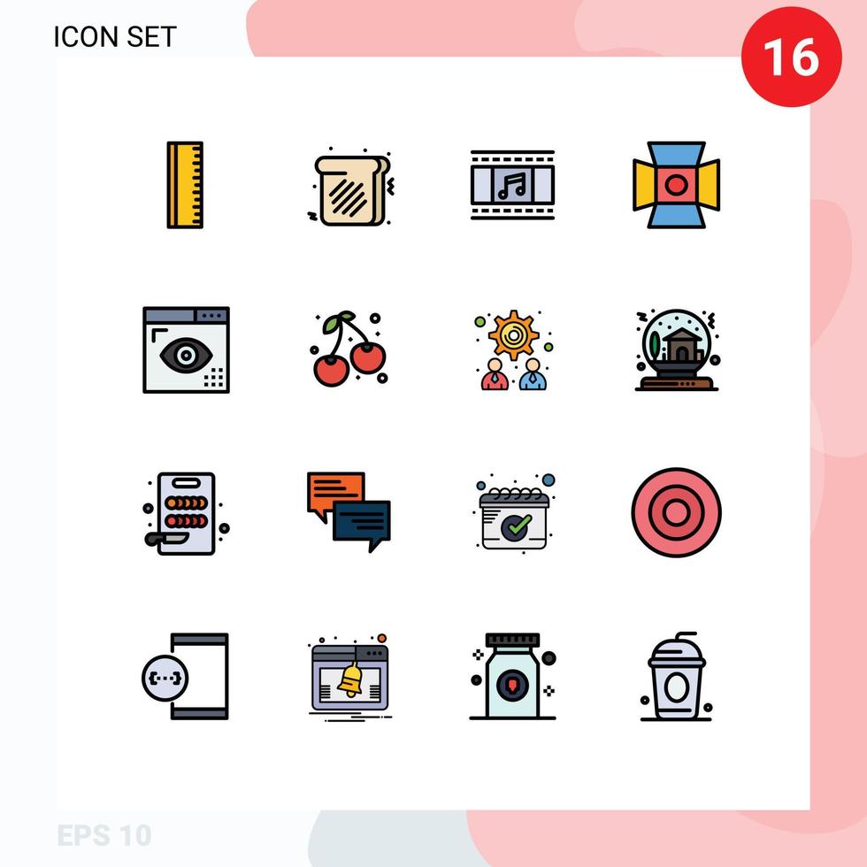 einstellen von 16 Vektor eben Farbe gefüllt Linien auf Gitter zum Seite Design Film Spule Codierung Fotografie editierbar kreativ Vektor Design Elemente