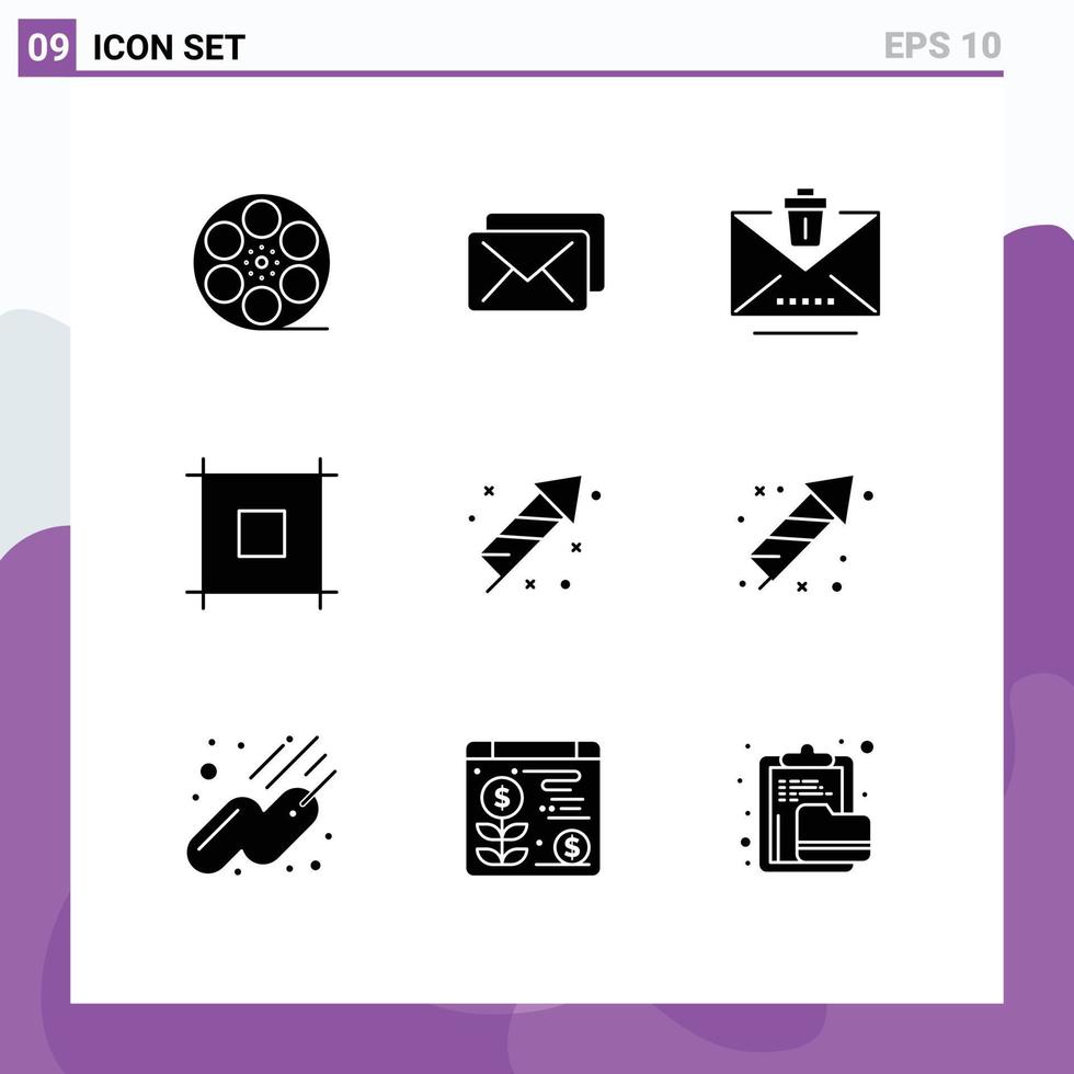 Gruppe von 9 modern solide Glyphen einstellen zum Tag Feuer Email Feuer Arbeit Seite editierbar Vektor Design Elemente