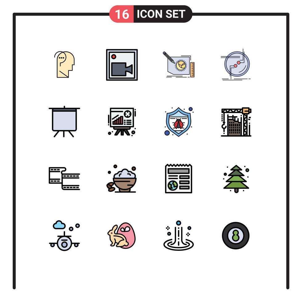 modern uppsättning av 16 platt Färg fylld rader pictograph av tråd förbindelse innehåll ansluta text redigerbar kreativ vektor design element