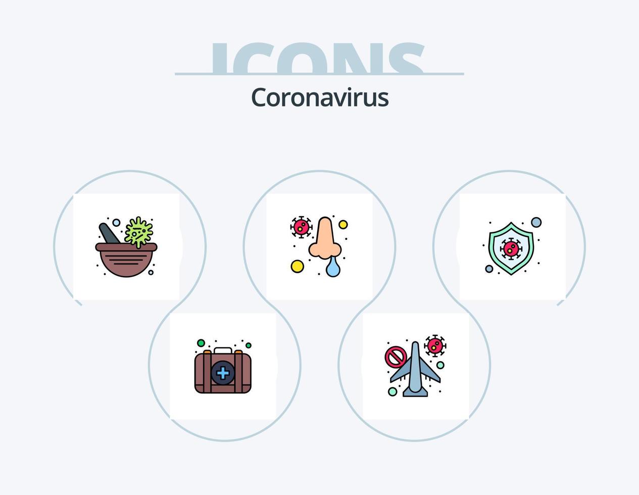 Coronavirus Linie gefüllt Symbol Pack 5 Symbol Design. Notfall. medizinisch. Infektion. Krankenhaus. Gebäude vektor