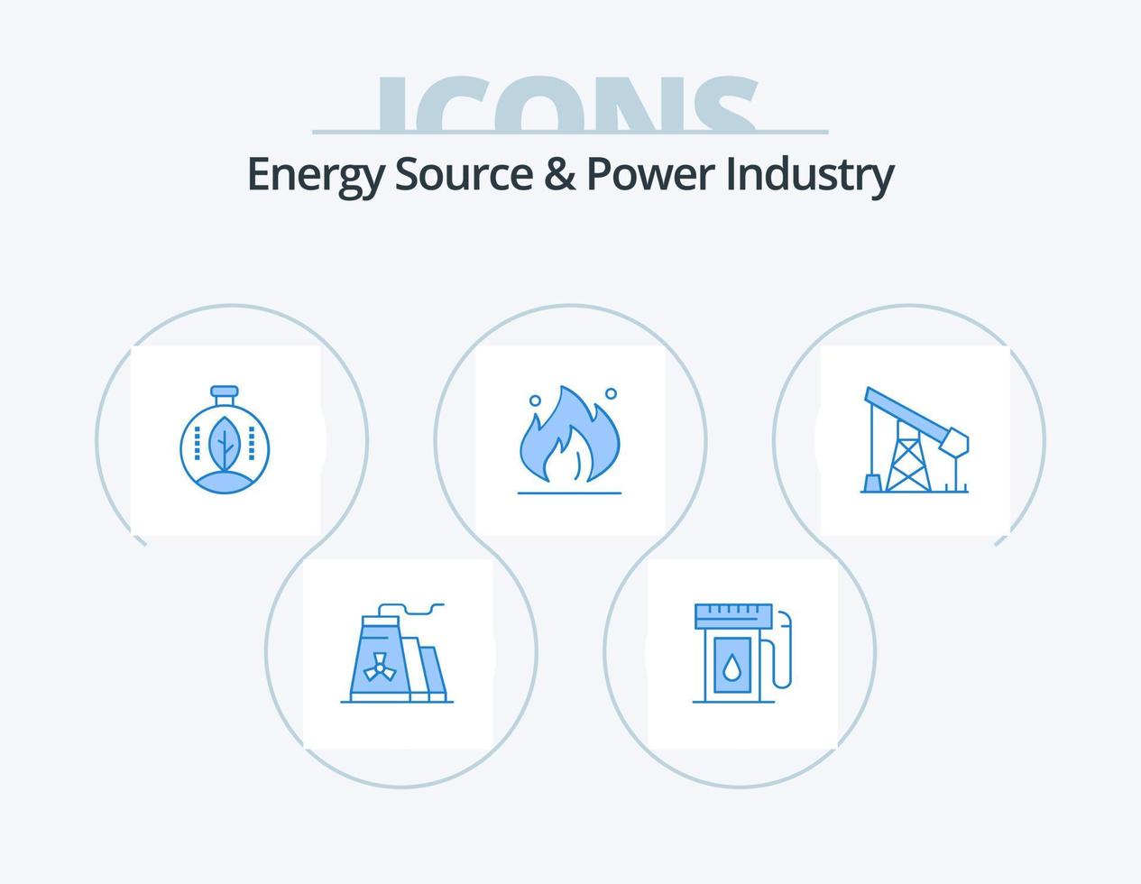 energi källa och kraft industri blå ikon packa 5 ikon design. industri. konstruktion. grön. olja. brand vektor