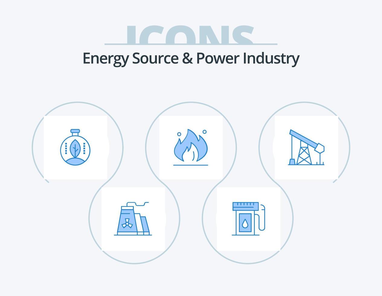 Energie Quelle und Leistung Industrie Blau Symbol Pack 5 Symbol Design. Industrie. Konstruktion. grün. Öl. Feuer vektor