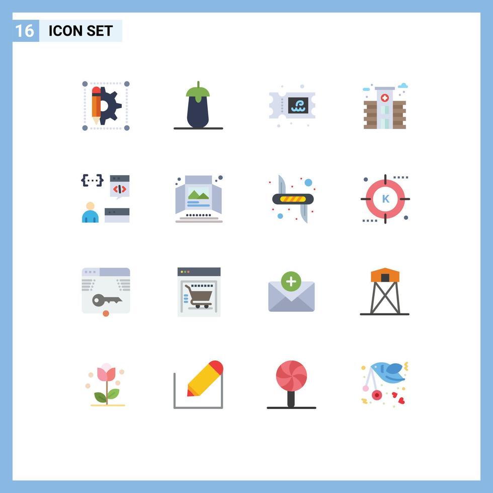 uppsättning av 16 vektor platt färger på rutnät för utveckla app grönsaker sjukhus stad redigerbar packa av kreativ vektor design element