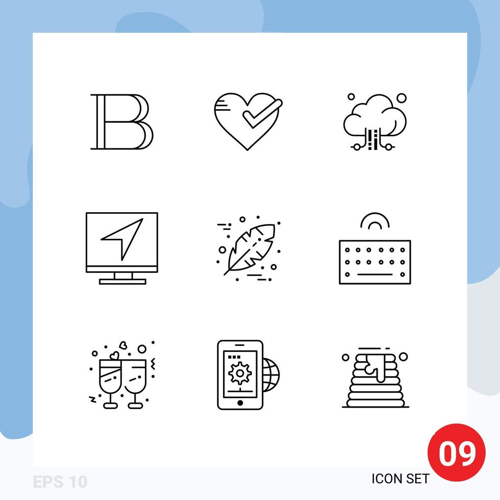 9 kreativ ikoner modern tecken och symboler av uppkopplad e-post bock dator teknologi redigerbar vektor design element