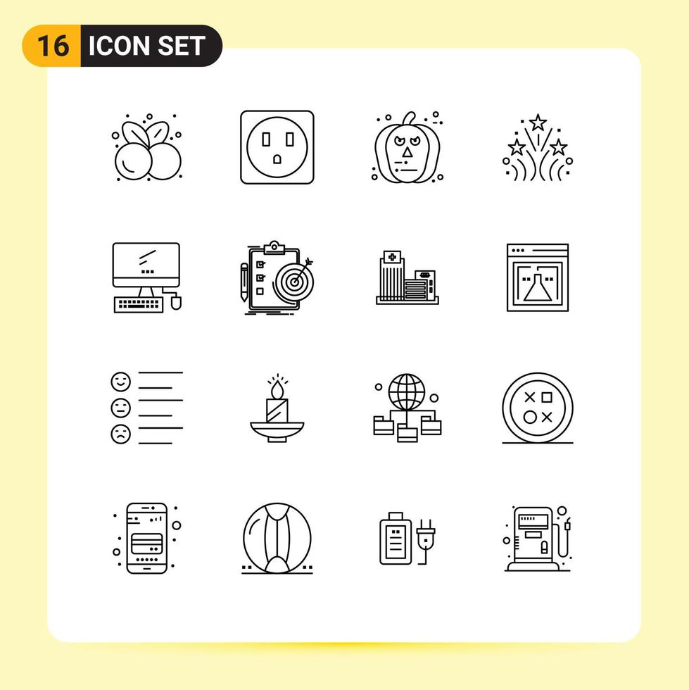 16 kreativ ikoner modern tecken och symboler av enhet dator halloween bröllop fyrverkeri redigerbar vektor design element