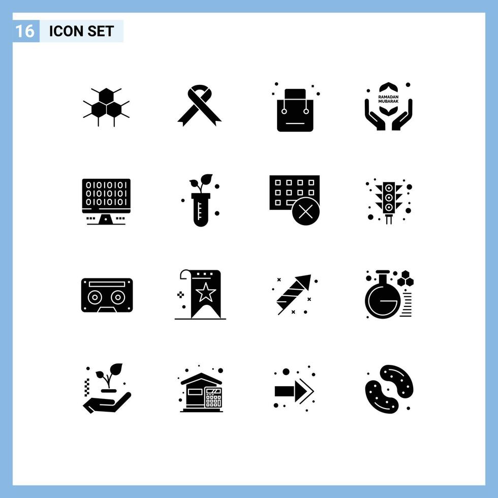 uppsättning av 16 modern ui ikoner symboler tecken för webb Ramadhan väska snabb handla redigerbar vektor design element