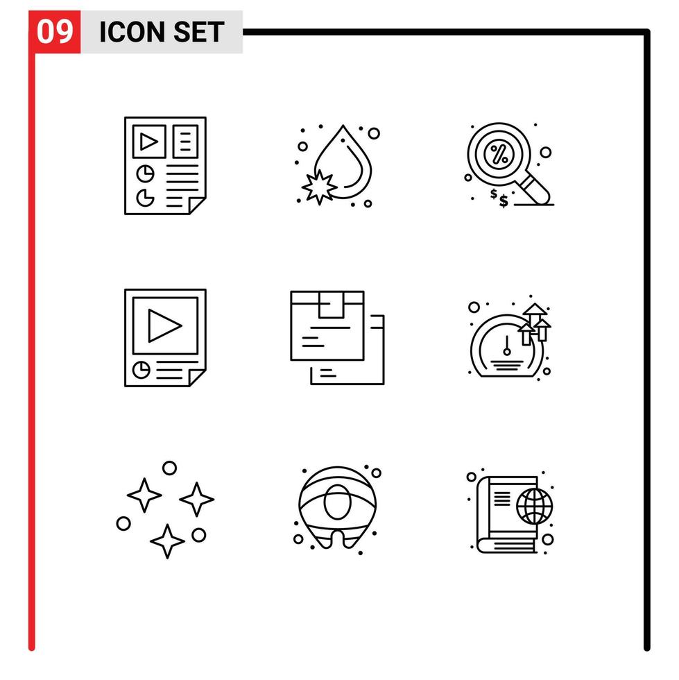 9 tematiska vektor konturer och redigerbar symboler av Rapportera papper vatten sida pengar redigerbar vektor design element