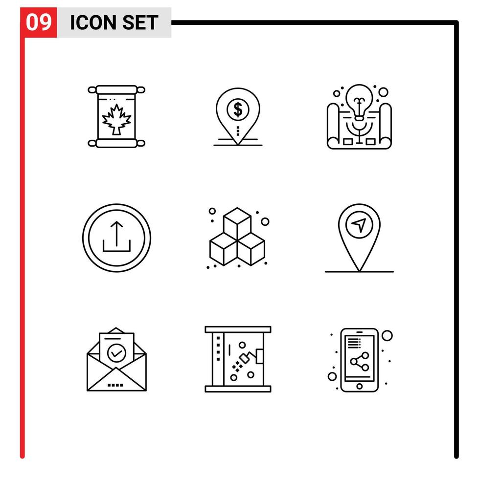 stock vektor ikon packa av 9 linje tecken och symboler för mobil grundläggande Bank Ansökan projekt aning redigerbar vektor design element