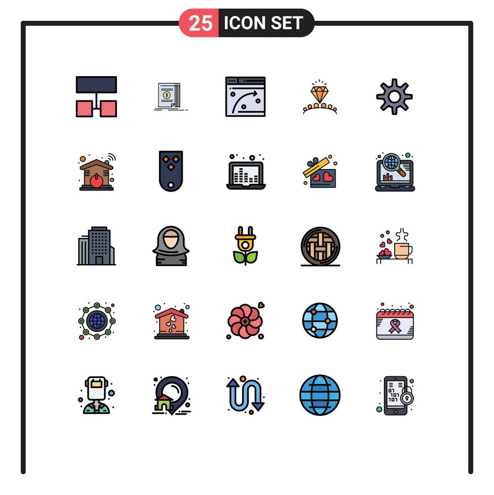 uppsättning av 25 modern ui ikoner symboler tecken för hjul redskap webb sida bröllop kärlek redigerbar vektor design element