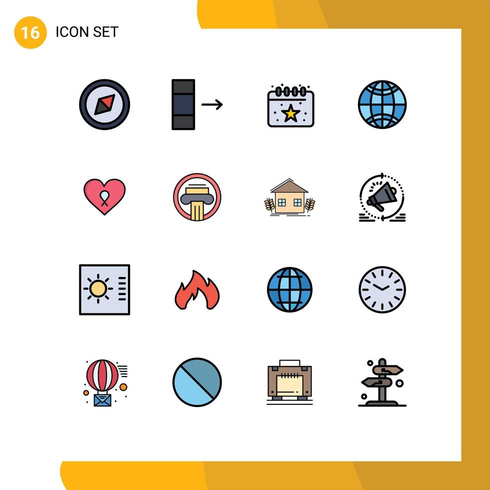 uppsättning av 16 modern ui ikoner symboler tecken för byggnad kolumn global patient kärlek redigerbar kreativ vektor design element