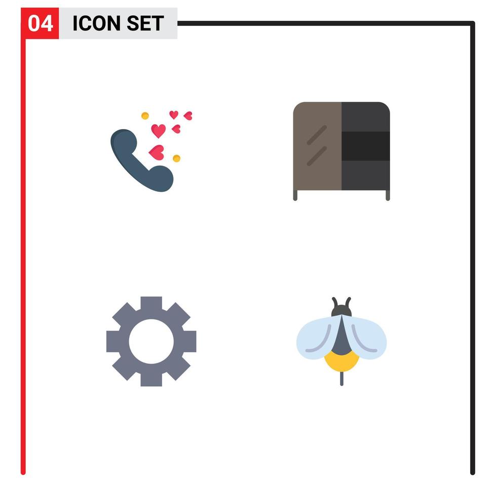 piktogram uppsättning av 4 enkel platt ikoner av telefon hjul bröllop garderob flyga redigerbar vektor design element