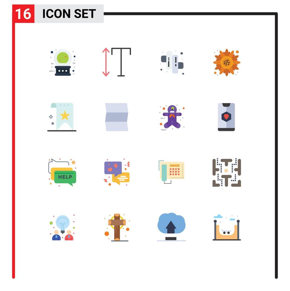 packa av 16 modern platt färger tecken och symboler för webb skriva ut media sådan som rang favorit godis bokmärke solros redigerbar packa av kreativ vektor design element