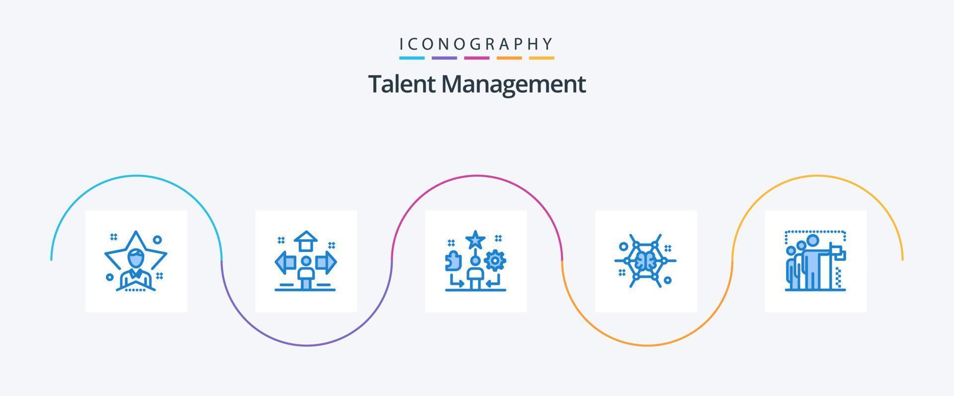 Talent Verwaltung Blau 5 Symbol Pack einschließlich Gehirn. Geist. Mann. Ausbildung. Talent vektor