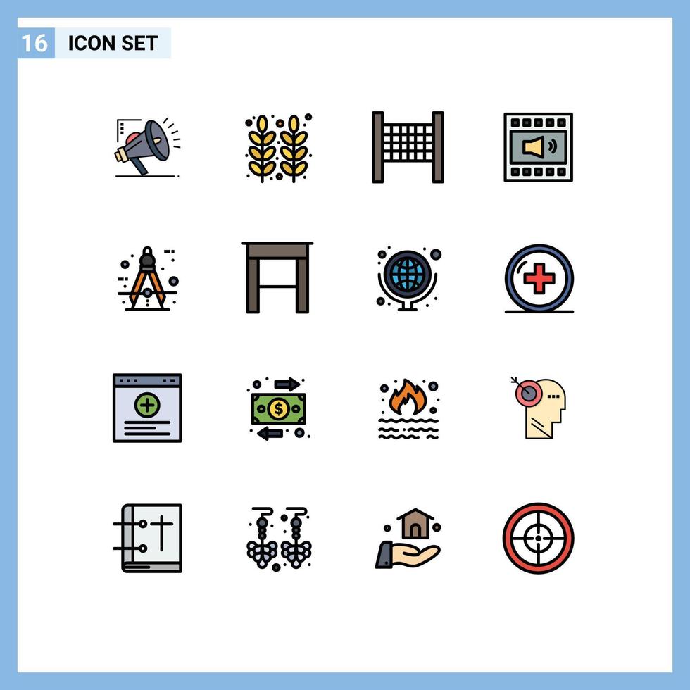 16 tematiska vektor platt Färg fylld rader och redigerbar symboler av cirkel volym vete högtalare högtalare redigerbar kreativ vektor design element