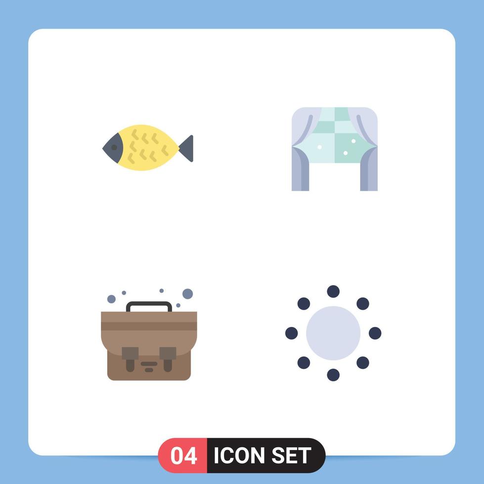 Lager Vektor Symbol Pack von 4 Linie Zeichen und Symbole zum Fisch Schule Tasche Essen Leben Engagement editierbar Vektor Design Elemente