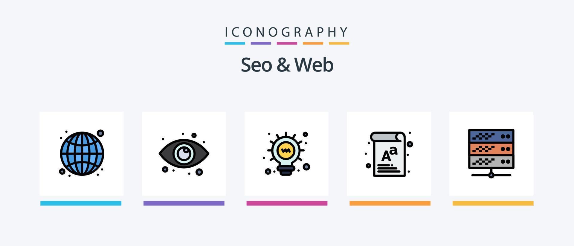 seo och webb linje fylld 5 ikon packa Inklusive . användare. mål. kreativ ikoner design vektor