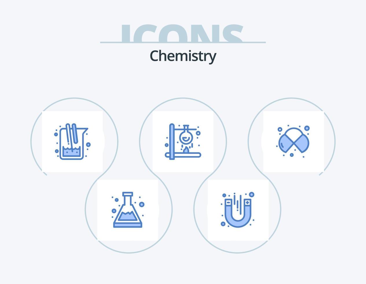 Chemie Blau Symbol Pack 5 Symbol Design. Wissenschaft. Hitze. Chemie. Feuer. Labor vektor