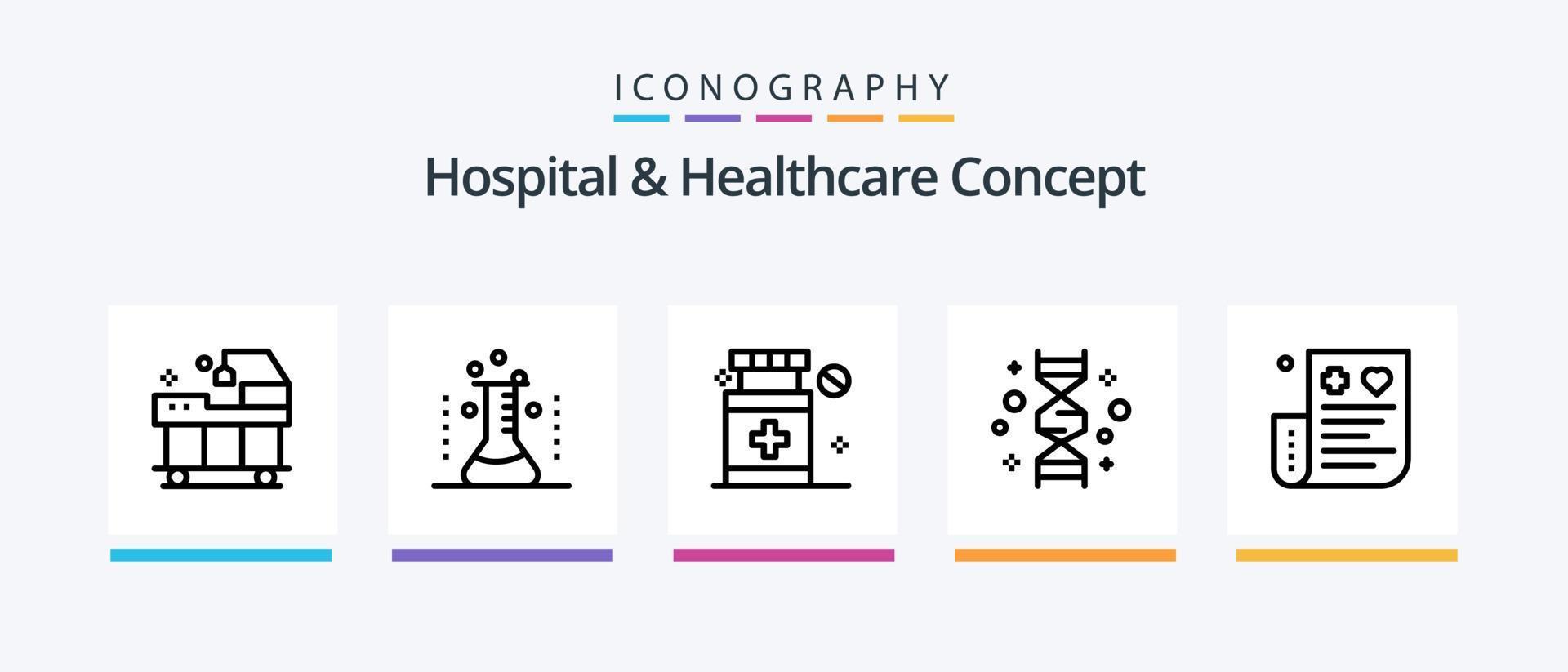Krankenhaus und Gesundheitswesen Konzept Linie 5 Symbol Pack einschließlich Krankenhaus. Flagge. Chromosom. Klinik. Genom. kreativ Symbole Design vektor